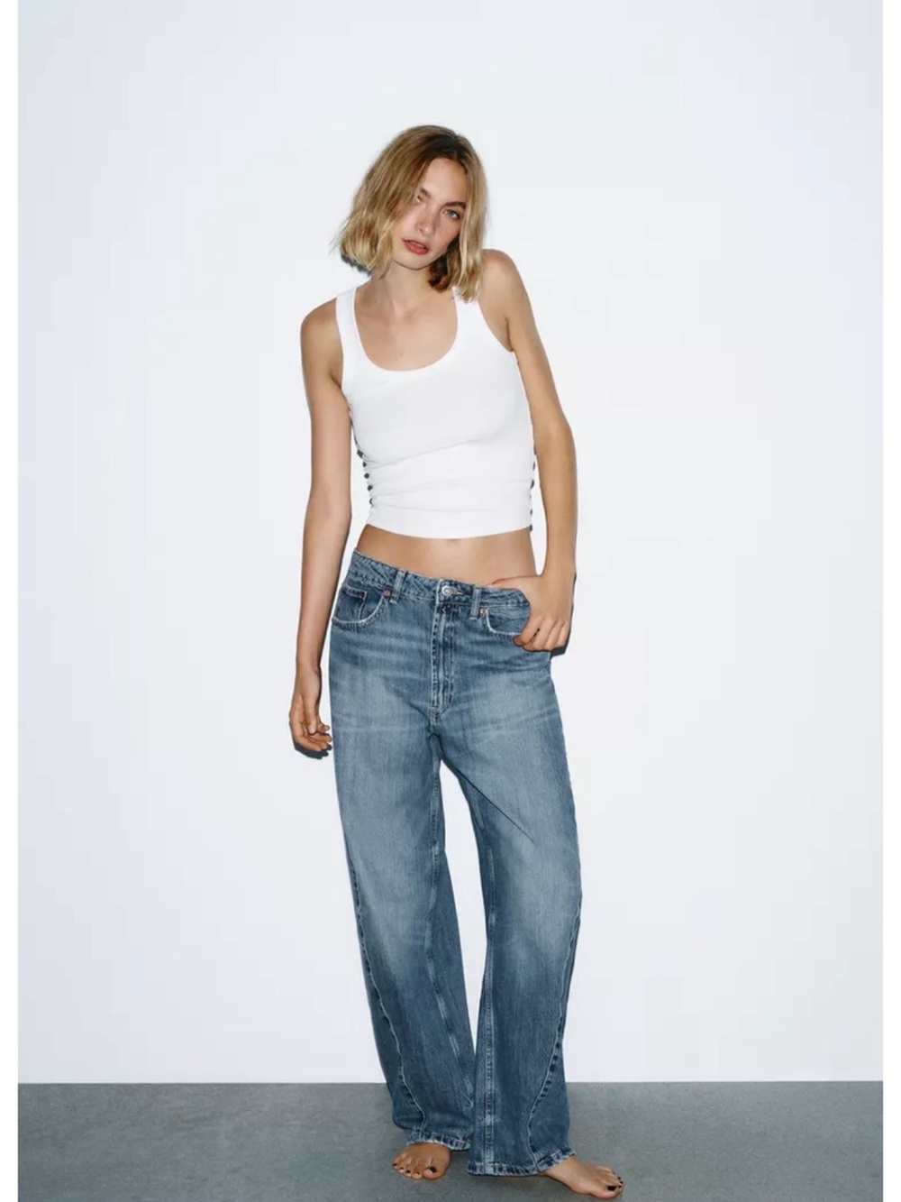 NWT Zara Barrel Wide Leg Blue Women’s Jeans